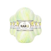 Nako 32424 5 Adet Sarı Yeşil Mini Batik Bebe El Örgü İpi