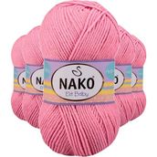 Nako 6837 Elite Baby 5 Adet Pembe El Örgü İpi Tüylenmeyen Bebek Yünü