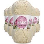 Nako 97543 Açık Bej 5 Adet Cotton Lüks Yelek Tunik Kazak Bluz Hırka İpi Yünü