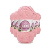 Nako 97548 Açık Pembe 5 Adet Cotton Lüks Yelek Tunik Kazak Bluz Hırka İpi Yünü