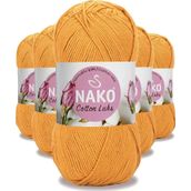 Nako 97553 Koyu Sarı 5 Adet Cotton Lüks Yelek Tunik Kazak Bluz Hırka İpi Yünü