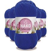 Nako 97561 Saks Mavi 5 Adet Cotton Lüks Yelek Tunik Kazak Bluz Hırka İpi Yünü