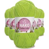 Nako 97567 Fıstık Yeşili 5 Adet Cotton Lüks Yelek Tunik Kazak Bluz Hırka İpi Yünü