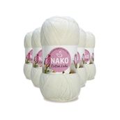 Nako 97570 5 Adet Süt Beyaz Cotton Lüks Yelek Tunik Kazak Bluz Hırka İpi Yünü