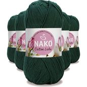 Nako 97580 Koyu Yeşil 5 Adet Cotton Lüks Yelek Tunik Kazak Bluz Hırka İpi Yünü