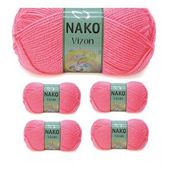 Nako No: 236 Vizon Premium Akrilik 5 Adet Gül Pembe El Örgü İpi Yünü