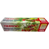 Nazenin 24x38 cm 30'lu Düz Kilitsiz Şeffaf Orta Boy Buzdolabı Poşeti