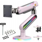 Nb North Bayou Nb J6 Profesyonel Rgb Aydınlatmalı 32-60 Inç Gaz Amortisörlü Oyuncu Monitör Kolu Pembe (2-20 Kg)