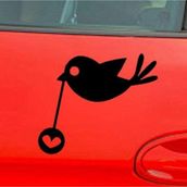 Ne Verelim Size Karikatür Küçük Kuş Tasarım Oto Cam Özel Sticker Siyah 13*15 Cm