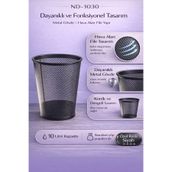 Need ND-1030 Tam Delikli Metal Fileli Siyah Çöp Kovası