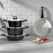 Nehir Galaxy Ceramic Siyah 7 Parça Tencere Seti