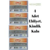 NEON PLUS 4 Adet Yeni Nesil Kimlik, Ehliyet Kabı Kart Koruyucu Tüm Kartlara Uyumlu, Sert Dayanıklı, Şeffaf