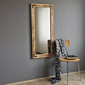 Neostill 50x110 cm Ahşap Zımbalı Eskitme Boy Aynası
