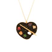 Nereze 925 Ayar Boya Paleti Kadın Gümüş Kolye