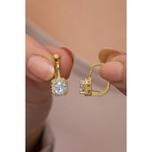Nereze 925 Ayar Gold Kaplama J Model Kare Tektaş Kadın Gümüş Küpe