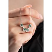 Nereze 925 Ayar Gümüş Mıknatıslı Ayrılabilir Rodyumlu Yeşil Zirkon Taşlı 4 Kalpli Yonca Kolye