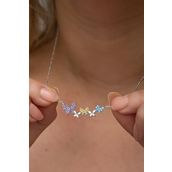 Nereze 925 Ayar Gümüş Rodyum Kaplama Sıralı Uçuşan Kelebekler Kolye