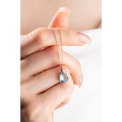 Nereze 925 Ayar Gümüş Rose Aquamarin Damla Tektaş Kolye