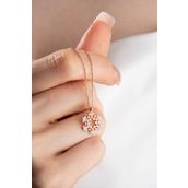 Nereze 925 Ayar Gümüş Rose Kartanesi Tasarım Kolye