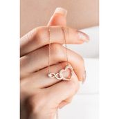 Nereze 925 Ayar Gümüş Rose Tektaş Sonsuzluk Kalp Kolye