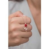 Nereze 925 Ayar Gümüş Rose Zirkon Taşlı Gül Kolye