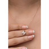 Nereze 925 Ayar Gümüş Rose Zirkon Taşlı Minik Kelebek Kadın Kolye