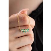 Nereze 925 Ayar Gümüş Yeşil Mineli Zeytin Dalı Model Kolye