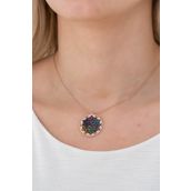 Nereze 925 Ayar Renkli Taşlı Yaşam Çiçeği Kadın Gümüş Kolye