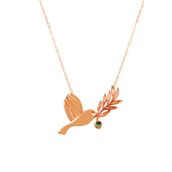 Nereze 925 Ayar Zeytin Dalı Tutan Kuş Kadın Gümüş Kolye