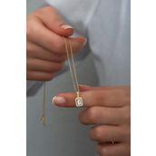 Nereze NRZ998123 925 Ayar Gümüş Gold Baget Tektaş Kolye