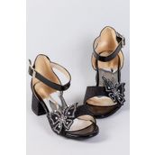 NeSe Shoes Kelebekli Kız Çocuk Topuklu Ayakkabı, Simli, Şık, Yeni Sezon, Abiye Ayakkabı