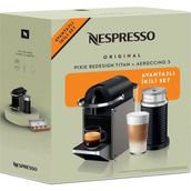 Nespresso Pixie Titan ve Aeroccino 3 Espresso Makinesi - Siyah