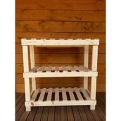 Nest Woodtr Doğal Ham Ahşap Üç Bölmeli Ayakkabılık Çok Amaçlı Raf Çiçek Standı Sehpa 80X60X25CM 1ADET - Siyah