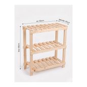 Nest Woodtr Doğal Ham Ahşap Üç Bölmeli Ayakkabılık Çok Amaçlı Raf Çiçek Standı Sehpa 80X60x25cm 1Adet