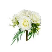 Nettenevime Yapay Çiçek Gelin Çiçeği Buketi Beyaz Gül 10lu Demet Masa Üstü Vazo Çiçeği 30cm