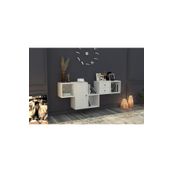 Nettrends DVR-1109-Ç Beyaz 130 cm Raflı Dolaplı Çekmeceli Duvar Rafı