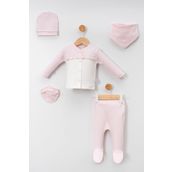 NEU KIDS Hastane Çıkış Setleri Kız Bebek Raporlu Fırfırlı Penye 5'li Set Yenidoğan Kıyafeti -Hediye Paketli
