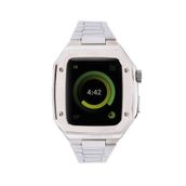 Newface Apple Watch 45 mm Gümüş Metal Petek Kasalı Kordon