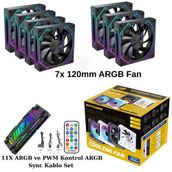 Next Gaming NG-O120B 7 Adet 120MM Argb Fan 11X Argb Pwm Slot Kontrolcü ve Kumanda Siyah