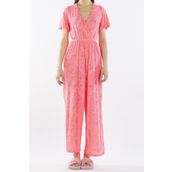 Nicoletta NIC1006_R16 Pembe Neon Dantelli Kadın Pareo Tulum Plaj Elbisesi
