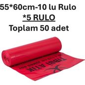 Nilplast Asm Tıbbi Atık Poşeti 55*60 400 gr 10 Adet Rulo