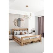Ninnimo Arya Çift Kişilik 160x200 CM Yatak Uyumlu Çekmeceli Ceviz Karyola