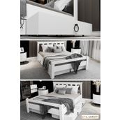 Ninnimo MAÇY-1 Arya Çift Kişilik 160x200 cm Yatak Uyumlu MDF Beyaz Çekmeceli Karyola