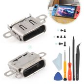 Nintendo anahtarı için 2 paket OLED şarj portu değiştirme Nintendo anahtarı OLED dock konektörü NS anahtarı OLED USB C tipi şarj güç soketi jakı bağlantı noktası konsolu aksesuarları (vida onarım