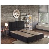 Niron Ela 140x190 cm Silinebilir Soho Kumaş Çift Kişilik Siyah Kumaş Baza Ve Başlığı