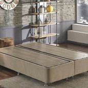 Niron Ela 200x200 cm Sütlü Kahve Silinebilir Soho Kumaş Çift Kişilik Kumaş Baza Ve Başlığı