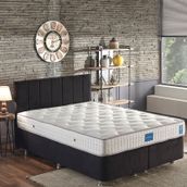 Niron Juliette 180x200 cm Çift Kişilik Lüks Siyah Kumaş Baza, Başlık Ve Yatak Takımı