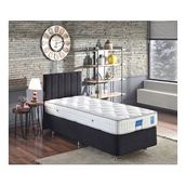 Niron Juliette 80x180 cm Tek Kişilik Yatak Siyah Kumaş Lüks Baza Başlık Takımı
