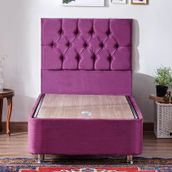 Niron Purple 100x200 cm Tek Kişilik Sandıklı Mor Kumaş Baza Ve Başlığı