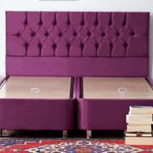 Niron Purple 140x190 cm Çift Kişilik Sandıklı Mor Kumaş Baza ve Başlığı